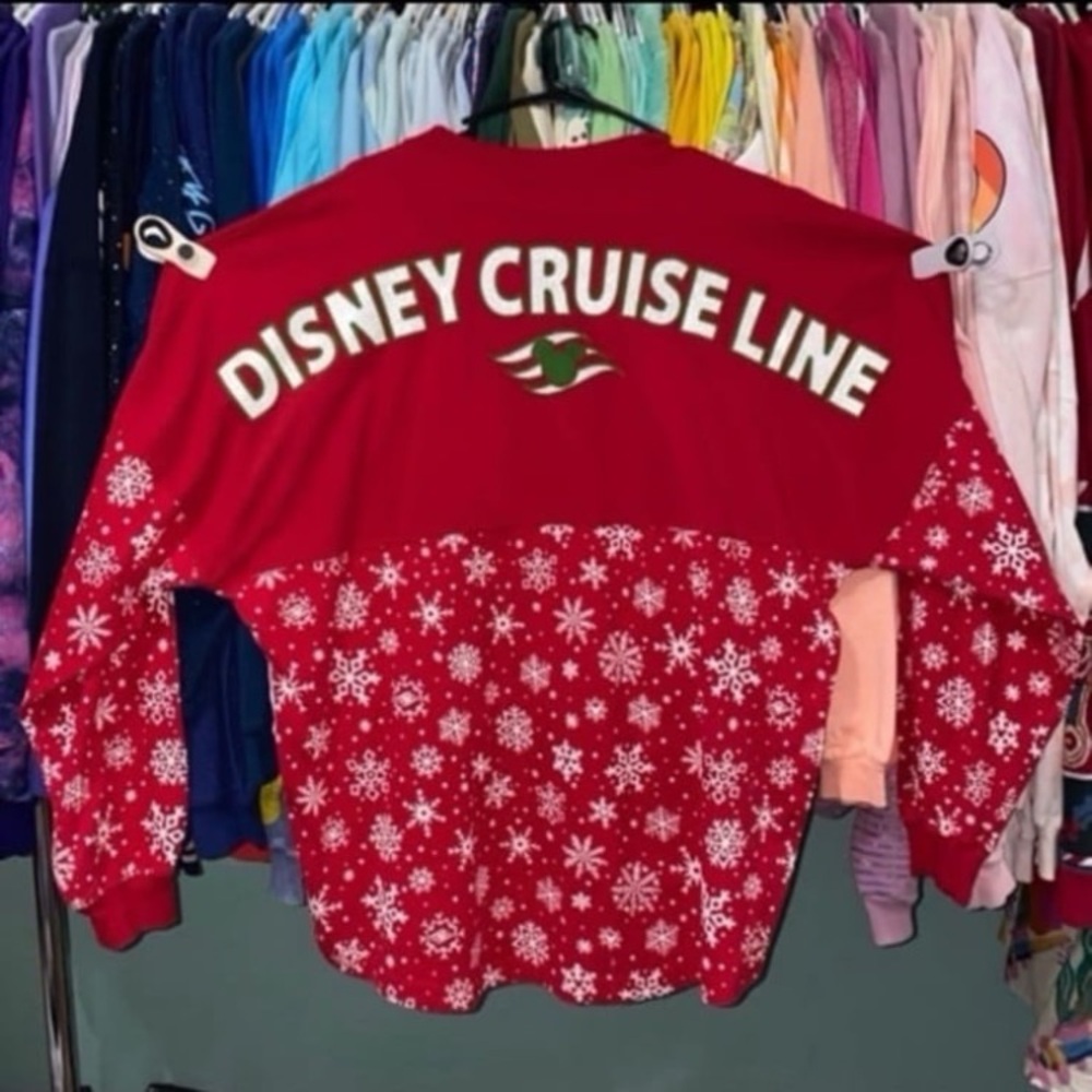 Disney cruise line 2019 snowflake aop christmas spirit jersey L NWOT